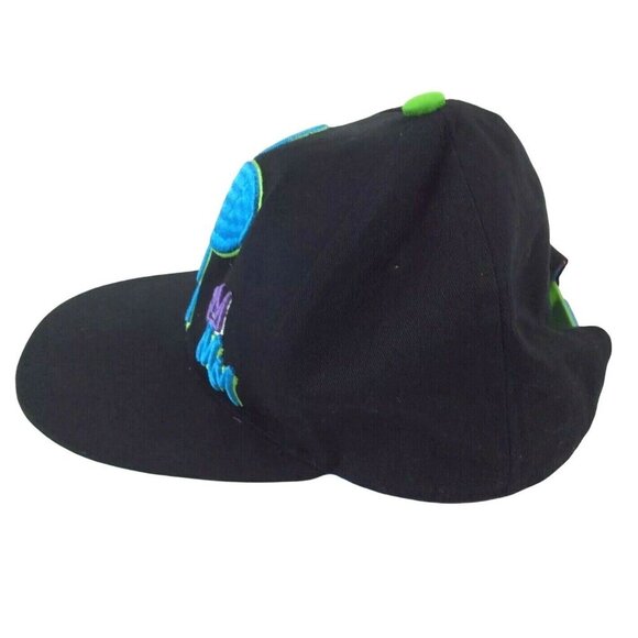 Disney Mickey Mouse Embroidered Black Snapback Hat Flat Bill 90s Adjustable - Picture 3 of 8